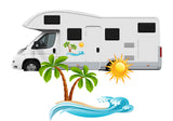 Motorhome Palm Tree Sun Laminated Vinyl Stickers Camper Van Caravan RV Decals 100cm