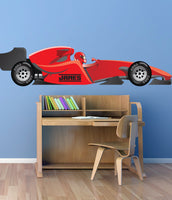 Personalised F1 Racing Car Bedroom Wall Sticker - Decal Race Graphic with Name