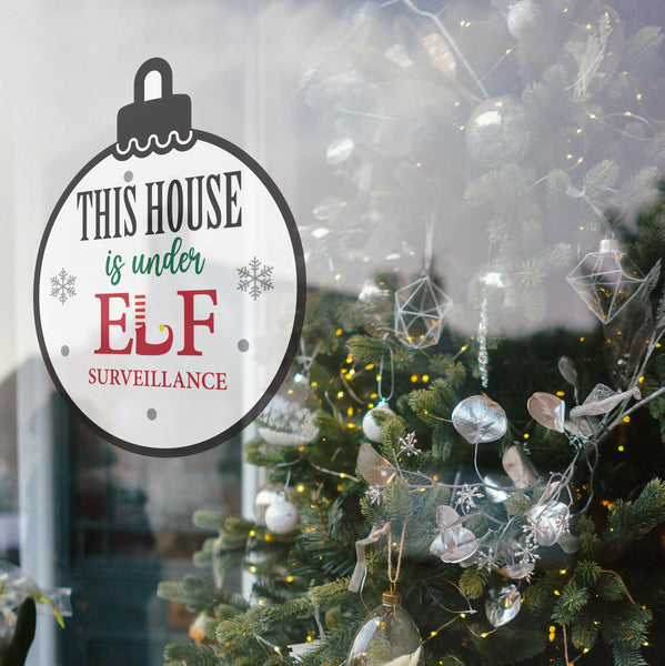 Window Sticker Elf Surveillance Door Christmas Present Santa Decal Glass Xmas
