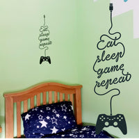 Eat Sleep Game Repeat Wall Art Sticker Decal Gaming Gamer PS Xbox Controller