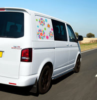 Motorhome Transporter Camper Van Flower Graphics Decals Stickers Festival Bright