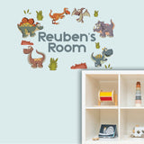 Childrens Kids Bedroom Dinosaur Wall Art Stickers Custom Personalise Name Decal