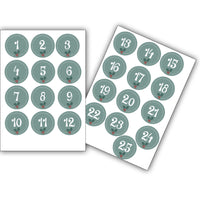 25 Christmas DIY Advent Calendar Number Holly Candy Cane Stickers Labels Holly