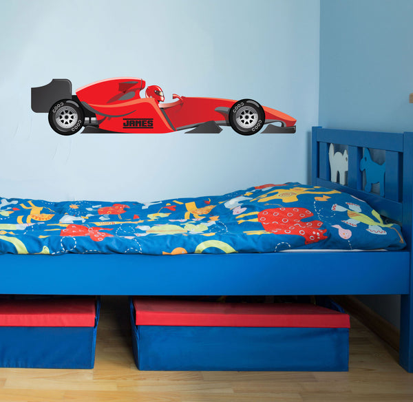 Personalised F1 Racing Car Bedroom Wall Sticker - Decal Race Graphic w ...