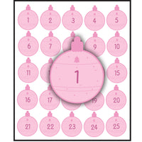 25 Christmas DIY Advent Calendar Number Pink Bauble Xmas Stickers Labels Tree