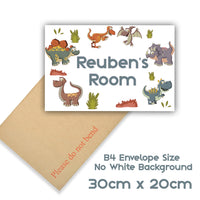 Personalised Custom Dinosaur Name Door Sticker Wall Decal Boy Bedroom