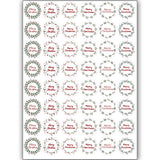 48 Merry Christmas Stickers Labels Holly Wreath Happy Self Adhesive Circle Gift