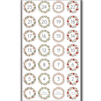 25 Christmas DIY Advent Calendar Number Holly Candy Cane Stickers Labels Holly