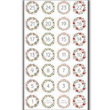 25 Christmas DIY Advent Calendar Number Holly Candy Cane Stickers Labels Holly