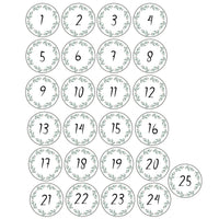 25 Christmas DIY Advent Calendar Number Holly Candy Cane Stickers Labels Holly