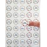 40 Merry Christmas Stickers Labels Holly Wreath Happy Self Adhesive Circle Gift