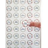 40 Merry Christmas Stickers Labels Holly Wreath Happy Self Adhesive Circle Gift