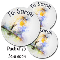 Personalised 25 Pretty Robin Christmas Gift Tags Present Stickers Labels Xmas