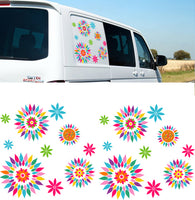 Motorhome Transporter Camper Van Flower Graphics Decals Stickers Festival Bright