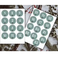 25 Christmas DIY Advent Calendar Number Holly Candy Cane Stickers Labels Holly