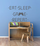 Eat Sleep Game Repeat Wall Art Sticker Decal Gaming Gamer PS Xbox Controller