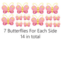 Butterflies Car Van Decal Sticker Set Butterfly Colourful Bright Camper Pink