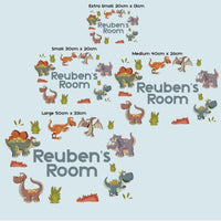 Childrens Kids Bedroom Dinosaur Wall Art Stickers Custom Personalise Name Decal