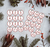 25 Christmas DIY Advent Calendar Number Holly Candy Cane Stickers Labels Holly