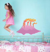 Childrens Room Volcano Wall Decal Sticker Lava Erupt Mountain Kids Mural Pink