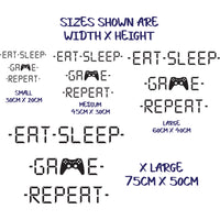 Eat Sleep Game Repeat Wall Art Sticker Decal Gaming Gamer PS Xbox Controller