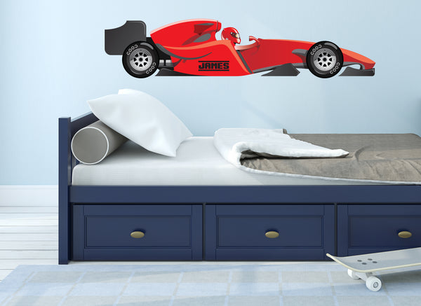 Personalised F1 Racing Car Bedroom Wall Sticker - Decal Race Graphic w ...