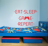 Eat Sleep Game Repeat Wall Art Sticker Decal Gaming Gamer PS Xbox Controller