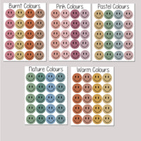 Smiley Faces Face Smile Wall Art Stickers Decor Decals Trendy Pastel Round Room