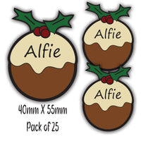 Personalised 25 Christmas Gift Tags Present Stickers Labels Santa Puddings