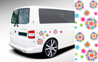 Motorhome Transporter Camper Van Flower Graphics Decals Stickers Festival Bright