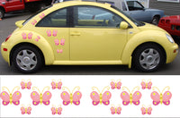 Butterflies Car Van Decal Sticker Set Butterfly Colourful Bright Camper Pink
