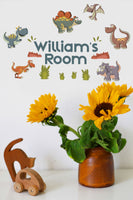 Childrens Kids Bedroom Dinosaur Wall Art Stickers Custom Personalise Name Decal