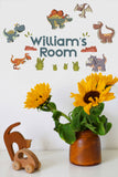 Childrens Kids Bedroom Dinosaur Wall Art Stickers Custom Personalise Name Decal