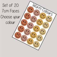 Smiley Faces Face Smile Wall Art Stickers Decor Decals Trendy Pastel Round Room