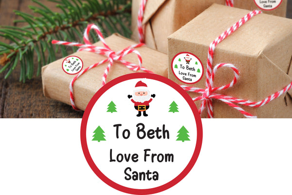 25 Personalised Christmas Xmas Gift Tags Present Stickers Labels Santa Tree