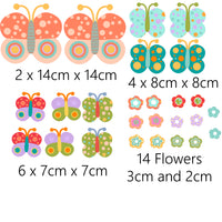 Butterflies Car Van Decal Sticker Set Butterfly Colourful Bright Camper Pink