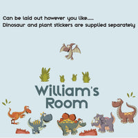 Childrens Kids Bedroom Dinosaur Wall Art Stickers Custom Personalise Name Decal