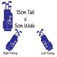 Custom Personalised Golf Bag Sticker Decal Label Car Window Clubs Colours Name