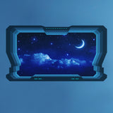 Spaceship Space Window 3D Wall Mural Wallpaper Wall Stickers Galaxy Stars Planets