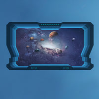 Spaceship Space Window 3D Wall Mural Wallpaper Wall Stickers Galaxy Stars Planets