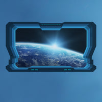 Spaceship Space Window 3D Wall Mural Wallpaper Wall Stickers Galaxy Stars Planets
