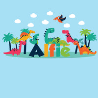 Personalised Custom Dinosaur Name Door Sticker Wall Decal Boy Bedroom