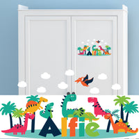 Personalised Custom Dinosaur Name Door Sticker Wall Decal Boy Bedroom