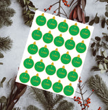 Personalised 25 Bauble Christmas Gift Tags Present Stickers Labels Santa Green