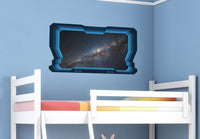Spaceship Space Window 3D Wall Mural Wallpaper Wall Stickers Galaxy Stars Planets