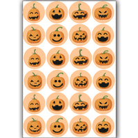 24 Halloween Sweets Stickers Self Adhesive Pumpkin Labels Autumn Round Circle