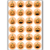 24 Halloween Sweets Stickers Self Adhesive Pumpkin Labels Autumn Round Circle