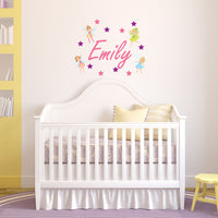 Personalised Fairy Star Name Wall Sticker Decal - Fairies Angels Magical Stars