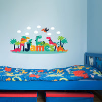Childrens Kids Bedroom Dinosaur Wall Art Stickers Custom Personlise Name Decal