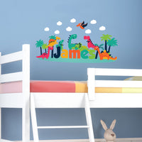 Childrens Kids Bedroom Dinosaur Wall Art Stickers Custom Personlise Name Decal